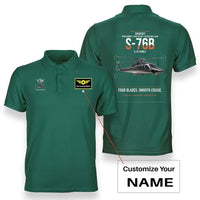 Thumbnail for Sikorsky S-76B design on green+name double-side polo t-shirt, double-side print