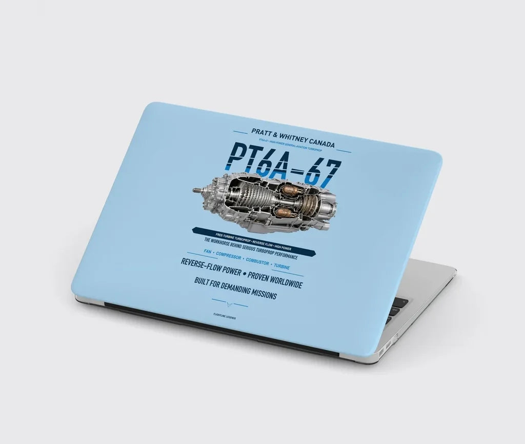 PT6A-67 design on light blue MacBook case