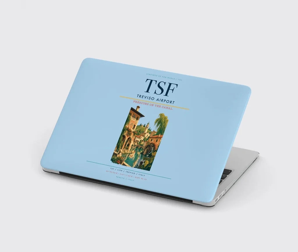 Treviso Airport (TSF) design on light blue MacBook case