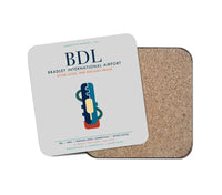 Thumbnail for Bradley International Airport (BDL) design on light gray 1 piece coaster