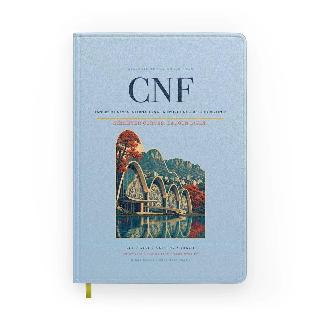 Tancredo Neves International Airport (CNF) design on light blue notebook