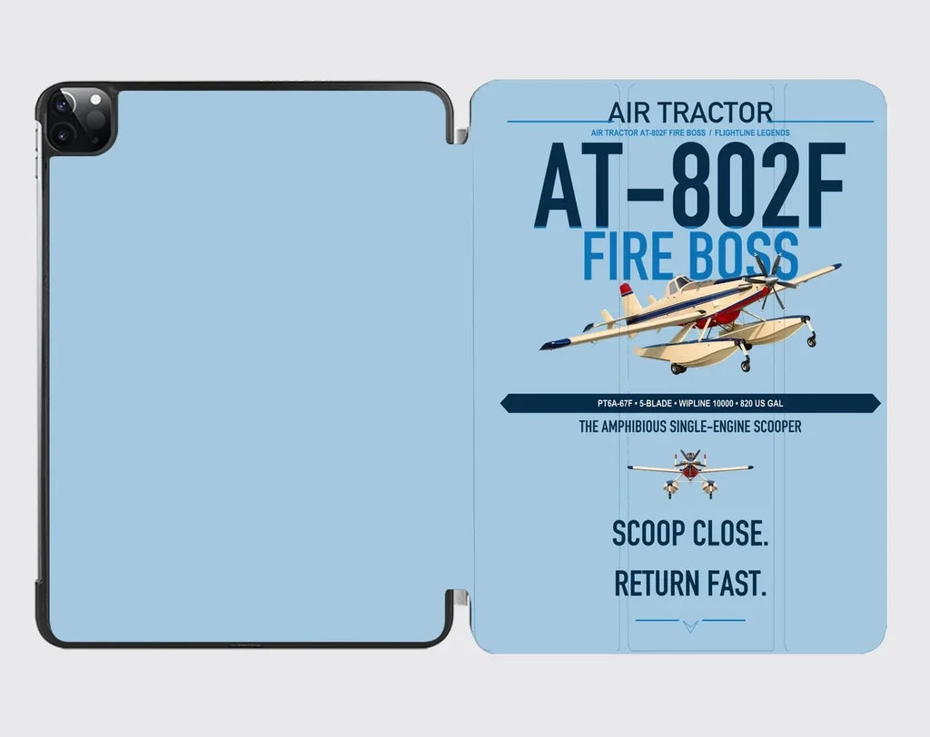 Air Tractor AT-802F Fire Boss design on light blue ipad tablet case
