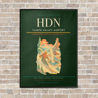 Thumbnail for Yampa Valley Airport HDN vertical canvas print - framed - dark green background