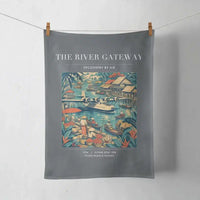 Thumbnail for VINTAGE G4066 - The River Gateway - Designed Towels design on gray