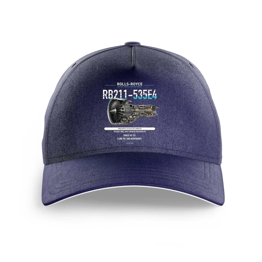 RB211-535E4 design on dark blue printed hat