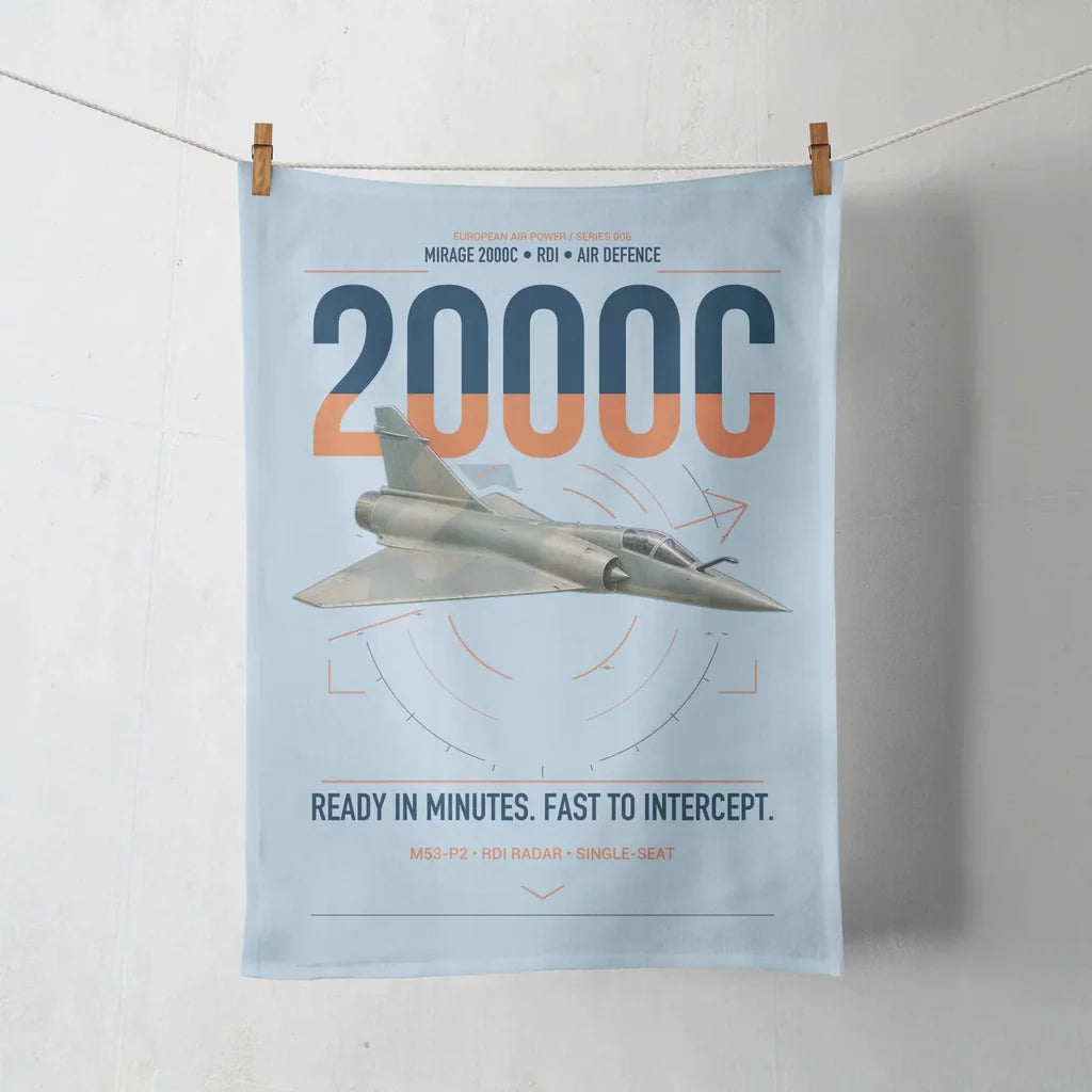 Dassault Mirage 2000C RDI design on light blue towel