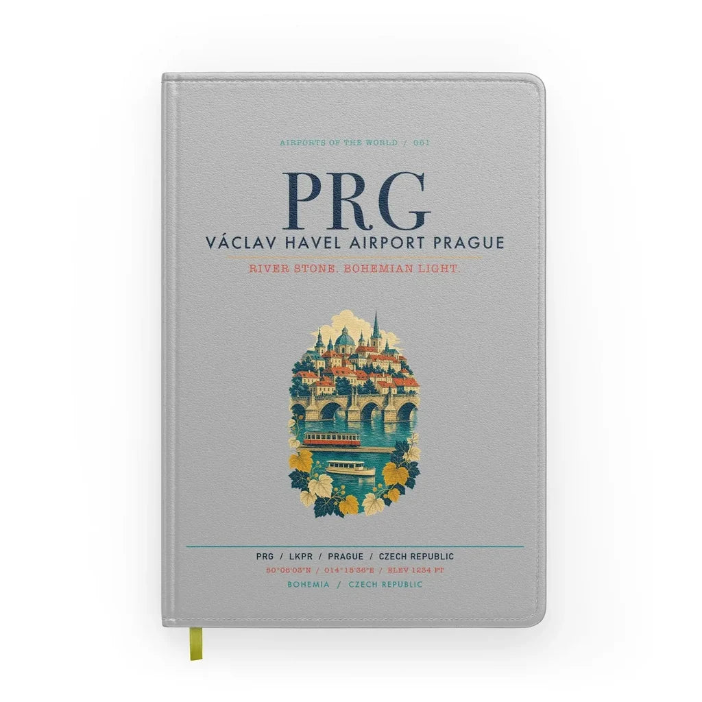 Václav Havel Airport Prague (PRG) design on light gray notebook