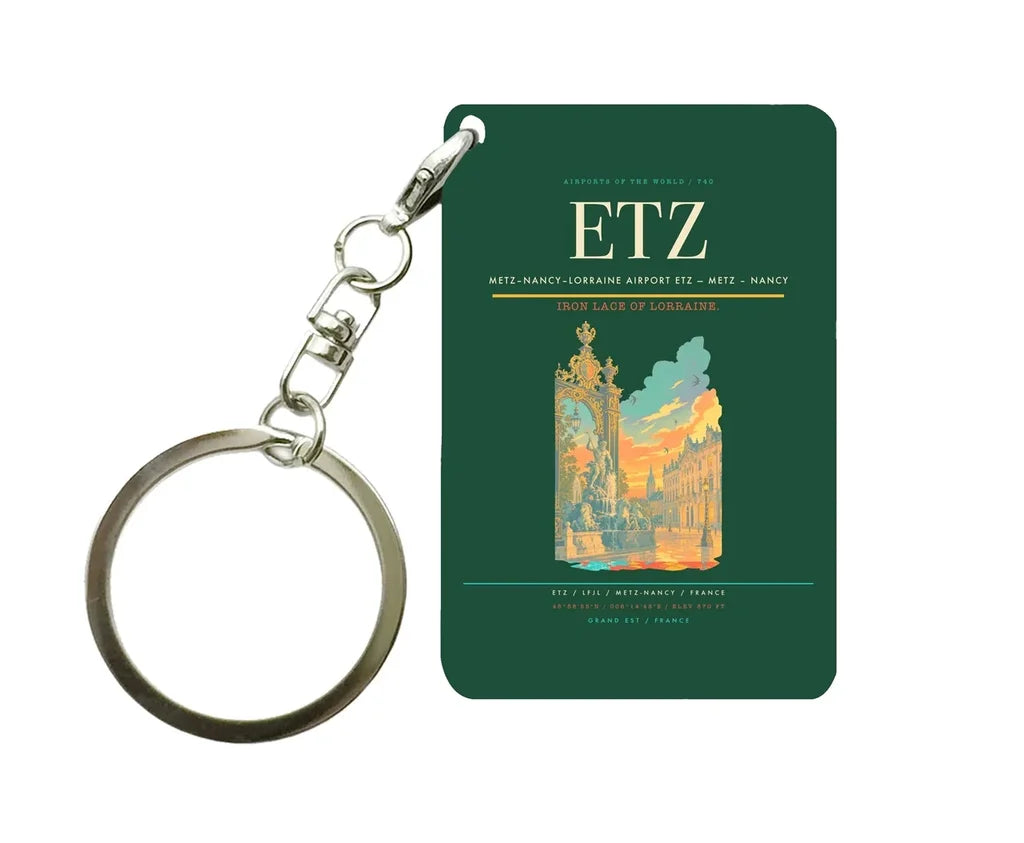 Metz–Nancy–Lorraine Airport (ETZ) design on dark green key chain