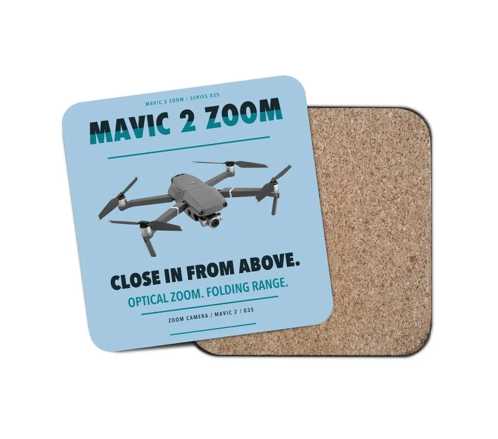 DJI Mavic 2 Zoom design on light blue 1 piece coaster