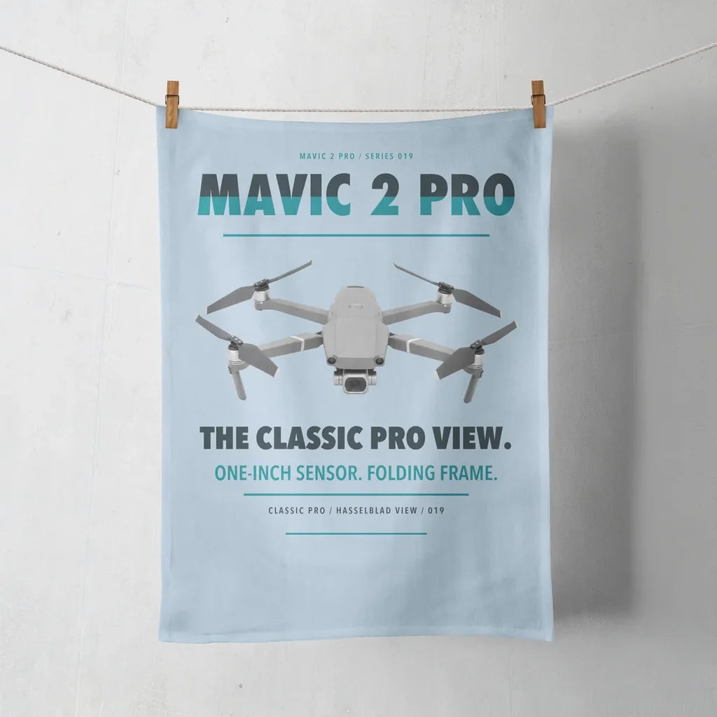 DJI Mavic 2 Pro design on light blue towel