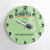 Thumbnail for Aérospatiale SA 316B Alouette III design on light green no frame wall clock