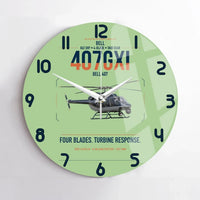 Thumbnail for Bell 407GXi design on light green no frame wall clock