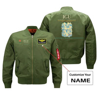 Thumbnail for Foz do Iguaçu International Airport (IGU) design on green bomber jacket with custom name patch