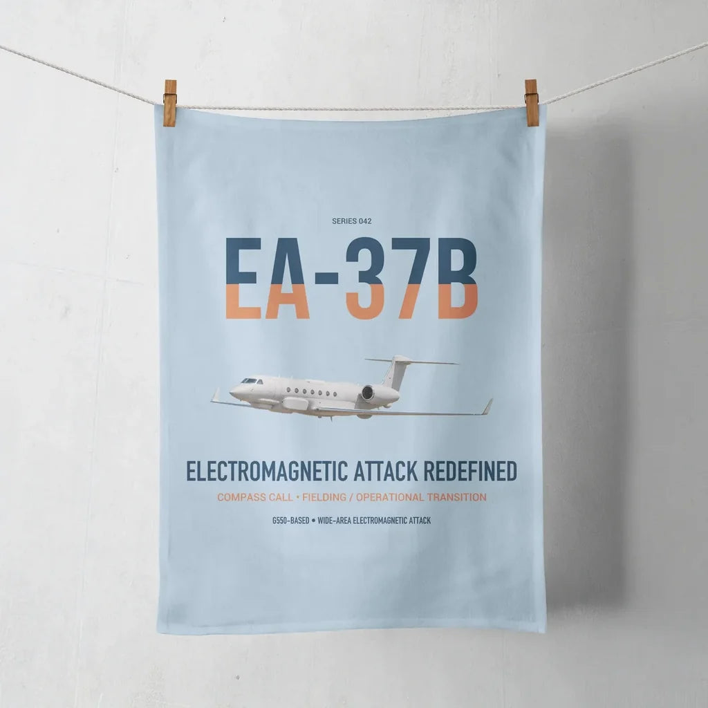 EA-37B Compass Call design on light blue towel