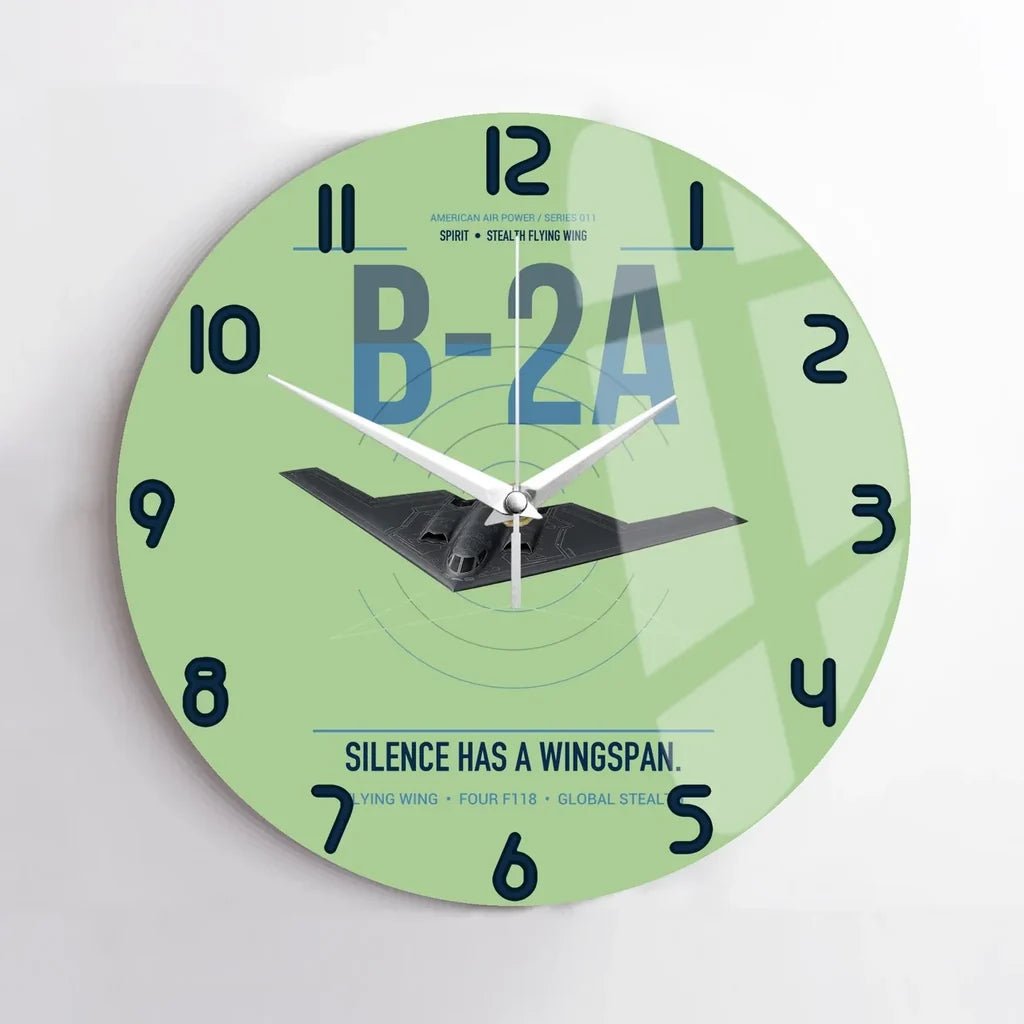 B-2A Spirit design on light green no frame wall clock