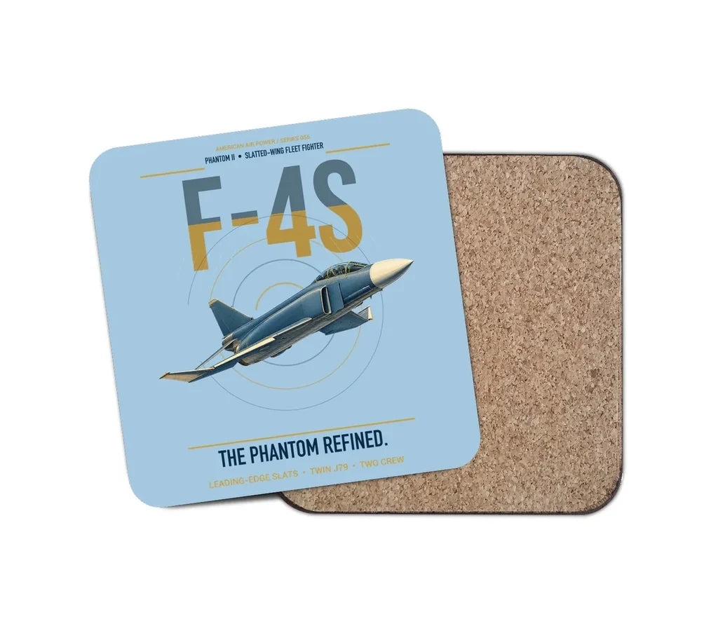 F-4S Phantom II design on light blue 1 piece coaster
