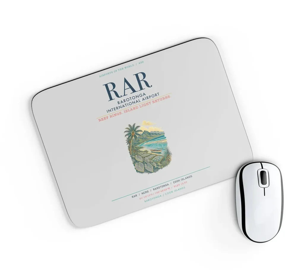 Rarotonga International Airport (RAR) design on light gray rectangle mouse pad