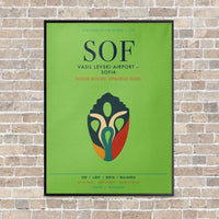 Thumbnail for Vasil Levski Airport Sofia SOF vertical canvas print - framed - light green background