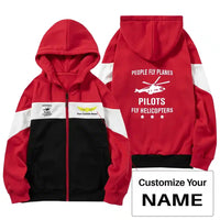 Thumbnail for People Fly Planes Pilots Fly Helicopters Zipped Hoodie - Colourful - Red + Name (Customizable)