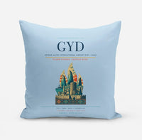 Thumbnail for Heydar Aliyev International Airport (GYD) design on light blue pillow