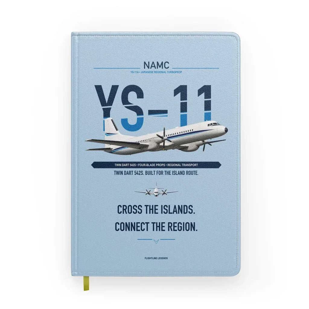 NAMC YS-11A design on light blue notebook