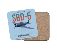 Thumbnail for SBD-5 Dauntless design on light blue 1 piece coaster