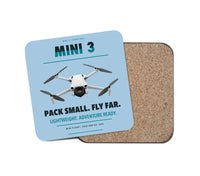 Thumbnail for DJI Mini 3 design on light blue 1 piece coaster