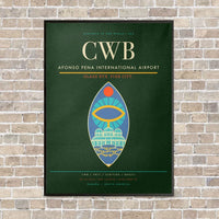 Thumbnail for Afonso Pena International Airport CWB vertical canvas print - framed - dark green background