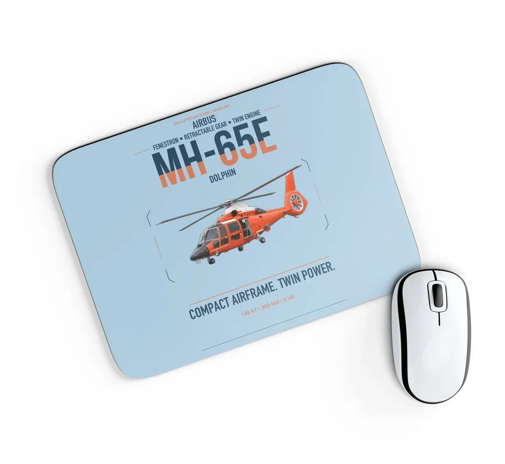Airbus MH-65E Dolphin design on light blue rectangle mouse pad