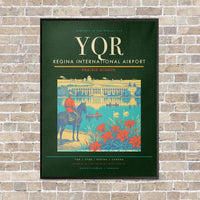Thumbnail for Regina International Airport YQR vertical canvas print - framed - dark green background