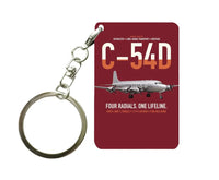 Thumbnail for C-54D Skymaster design on dark red designed key chain, double-side print