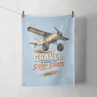 Thumbnail for Gravel Is Where The Story Starts design on light blue towel