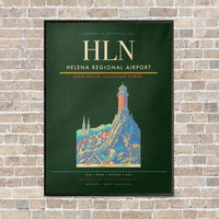 Thumbnail for Helena Regional Airport HLN vertical canvas print - framed - dark green background