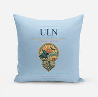 Thumbnail for Chinggis Khaan International Airport (ULN) design on light blue pillow
