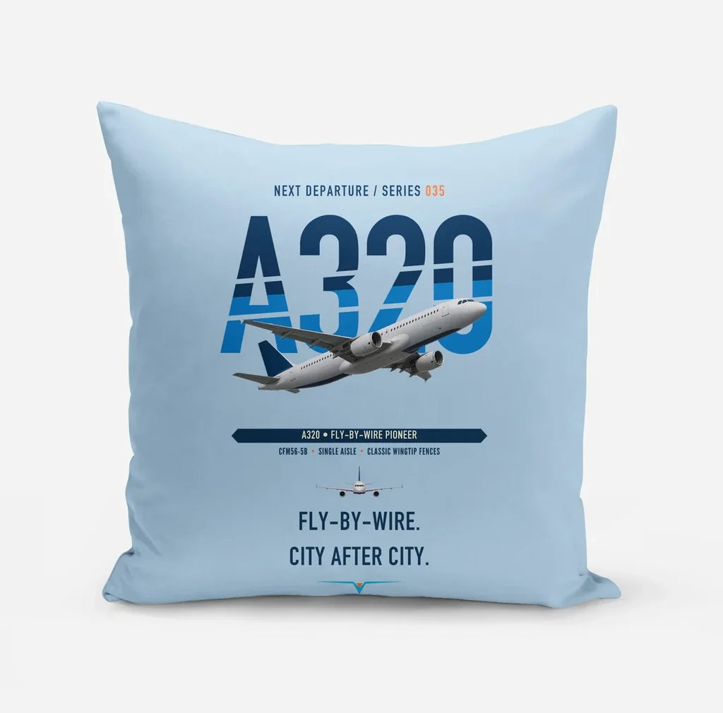 Airbus A320 design on light blue pillow