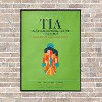 Thumbnail for Tirana International Airport Nënë Tereza TIA vertical canvas print - framed - light green background