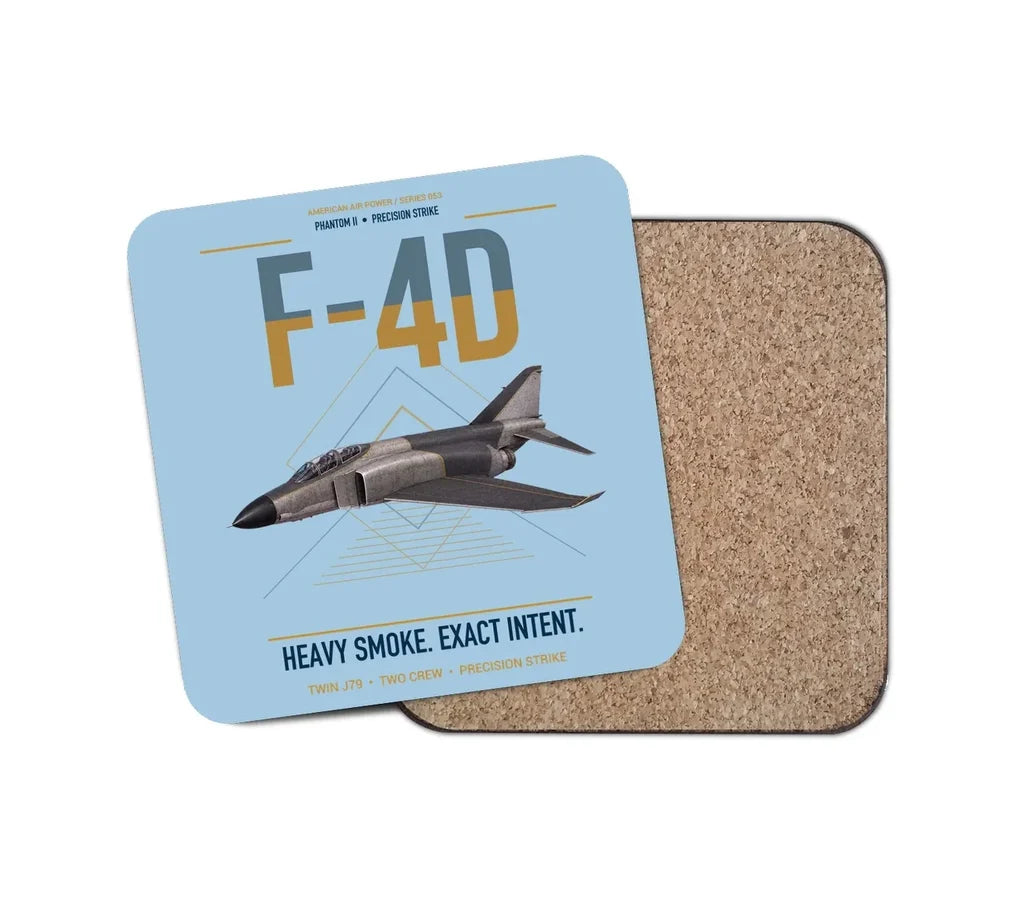 F-4D Phantom II design on light blue 1 piece coaster