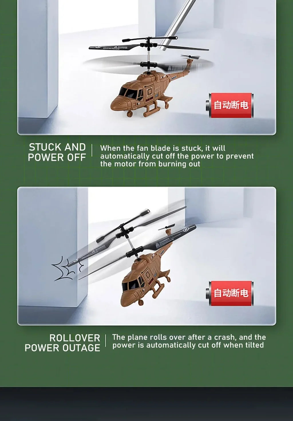 2.5CH Army Green-Style RC Drone/Helicopter (USB Rechargeable, LED) - view 11