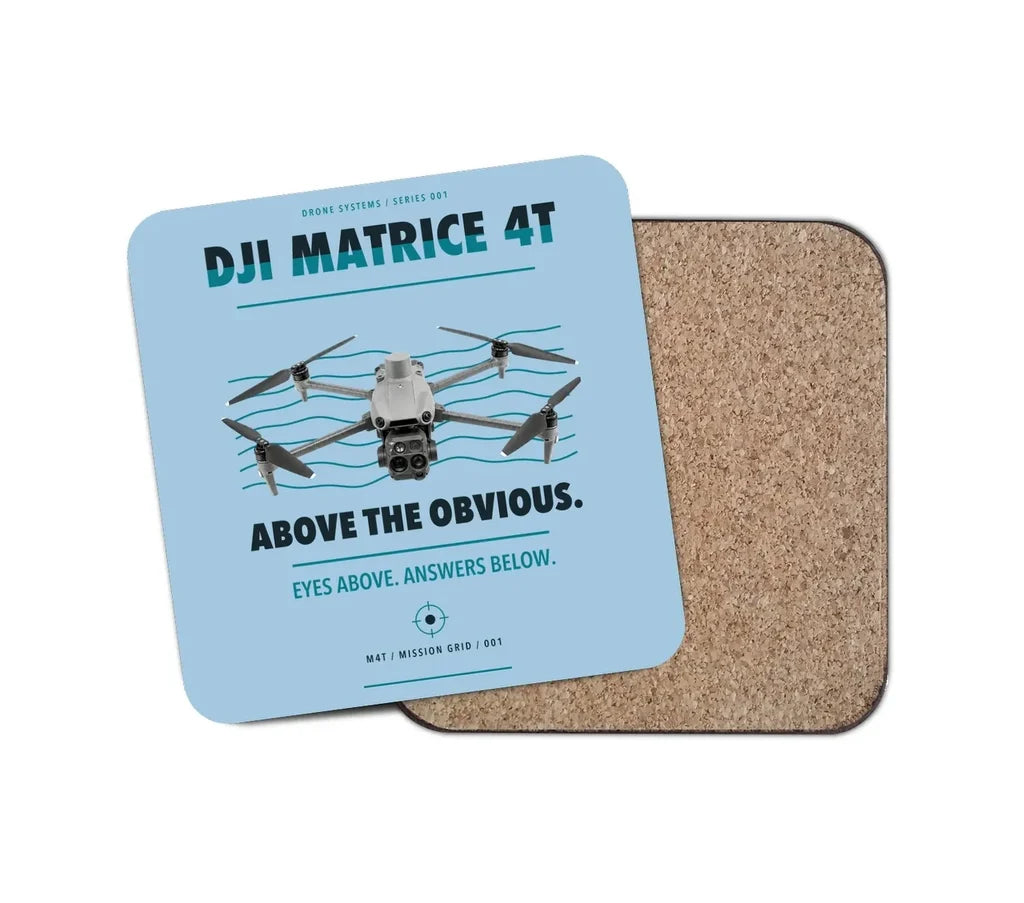 DJI Matrice 4T design on light blue 1 piece coaster