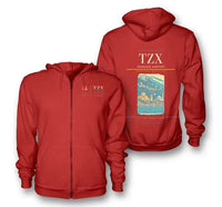 Thumbnail for Trabzon Airport (TZX) design on red premium zipped hoodie