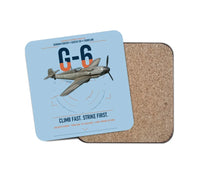 Thumbnail for Messerschmitt Bf 109G-6 design on light blue 1 piece coaster