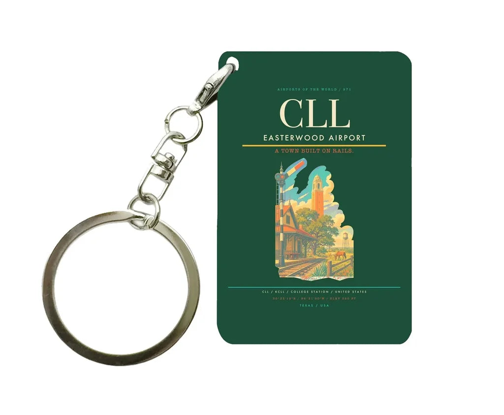 Easterwood Airport (CLL) design on dark green key chain