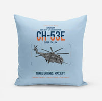 Thumbnail for Sikorsky CH-53E Super Stallion design on light blue pillow
