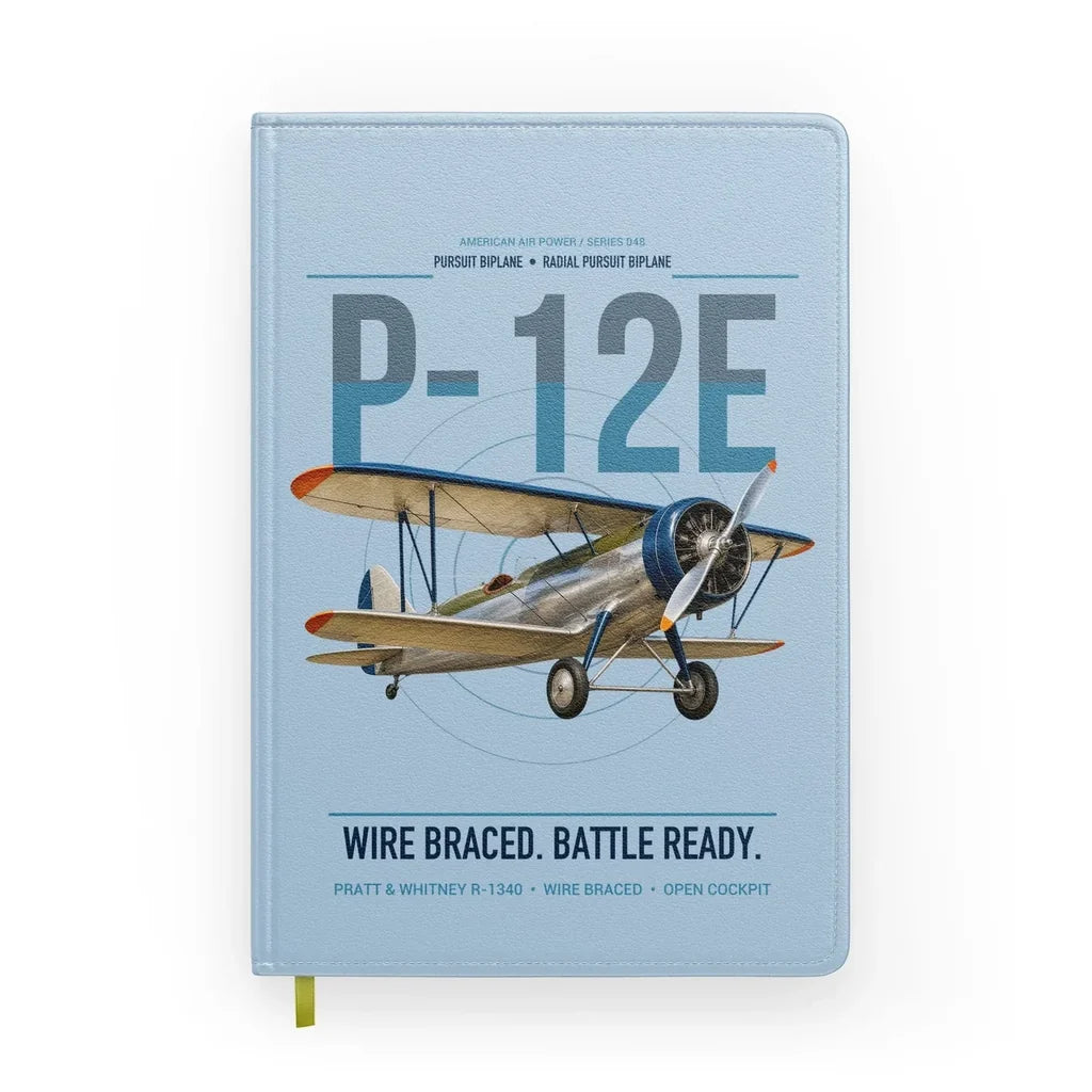 Boeing P-12E design on light blue notebook