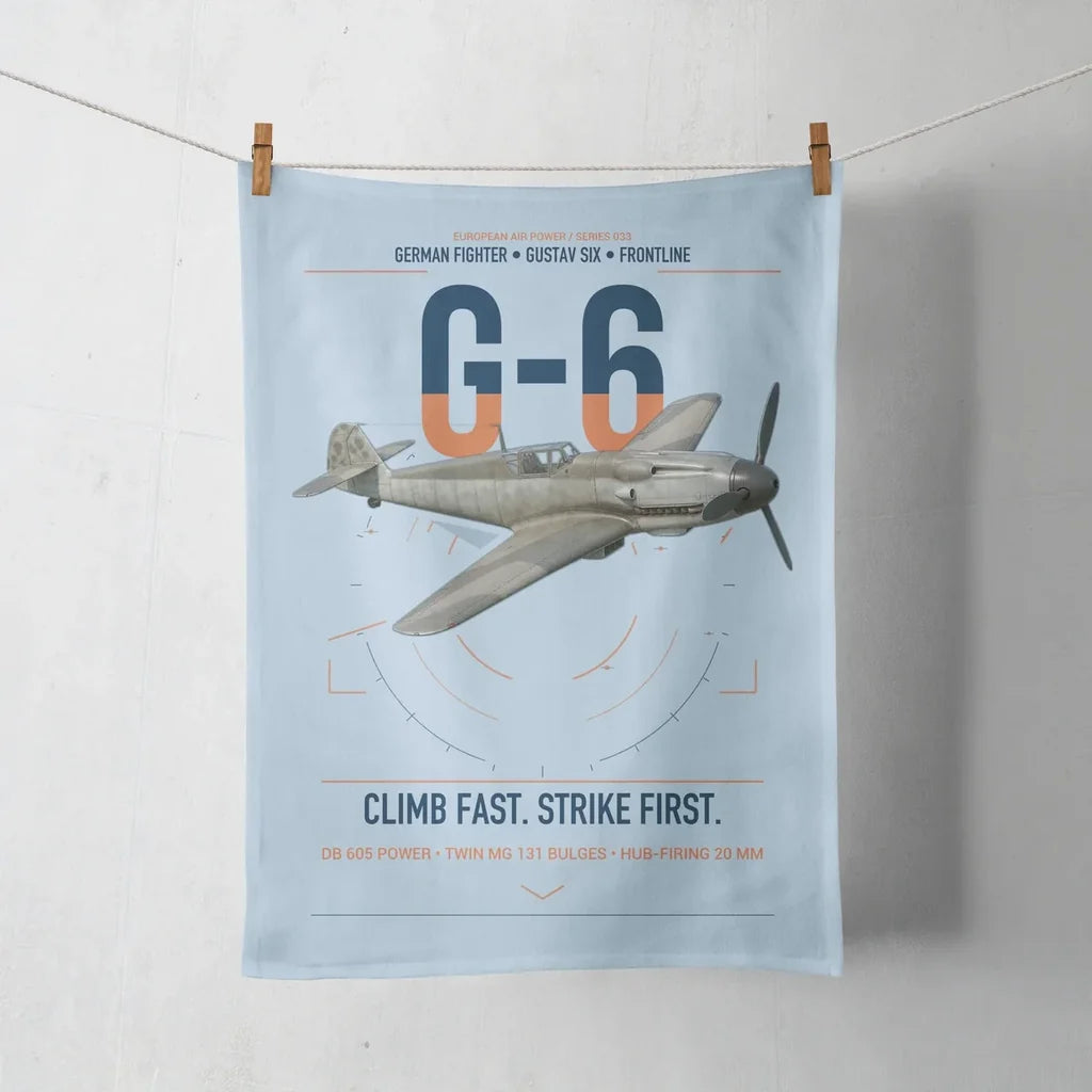 Messerschmitt Bf 109G-6 design on light blue towel