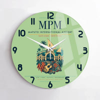 Thumbnail for Maputo International Airport (MPM) design on light green no frame wall clock