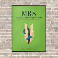 Thumbnail for Marseille Provence Airport MRS vertical canvas print - framed - light green background