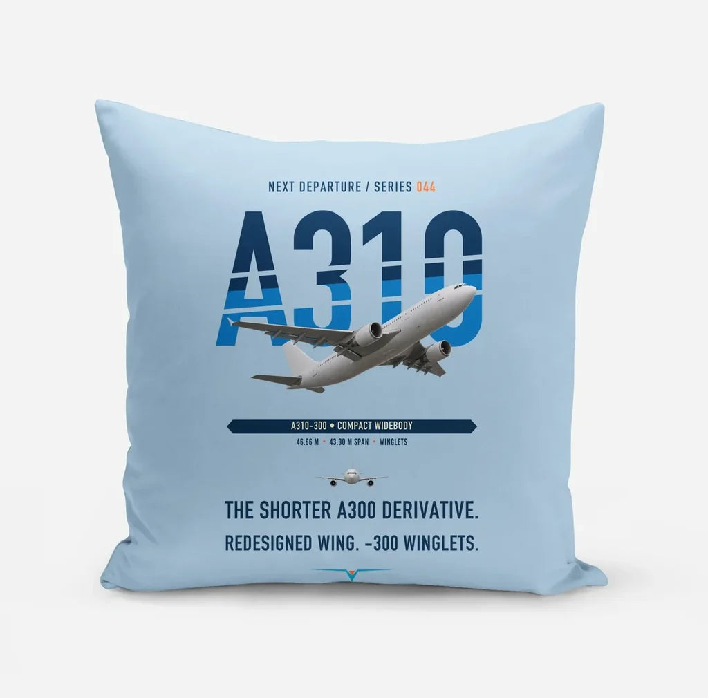 Airbus A310-300 design on light blue pillow