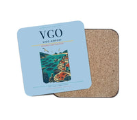 Thumbnail for Vigo Airport (VGO) design on light blue 1 piece coaster