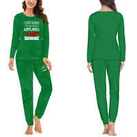 Thumbnail for I Don't Always Stop and Look at Airplanes women pajamas - Green
